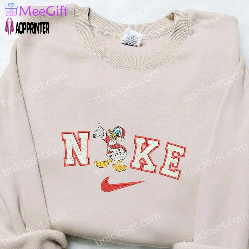 Nike christmas x donald duck embroidered sweatshirt: perfect walt disney shirt for best christmas gift ideas Embroidered Shirt