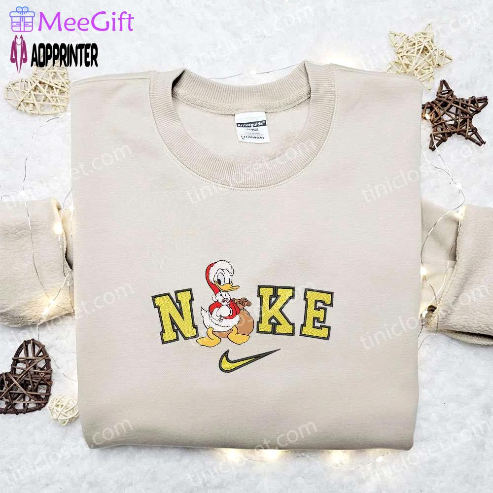 Nike christmas x donald duck santa sweatshirt: disney movie embroidered shirt best gift ideas Embroidered Shirt