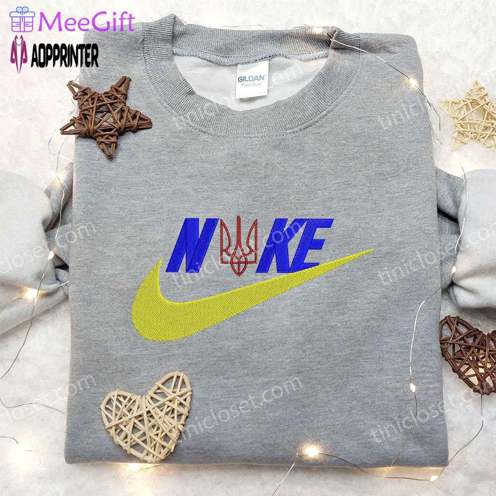 Nike embroidered hoodie: ukrainian coat of arms inspired shirt – best birthday gift ideas Embroidered Shirt