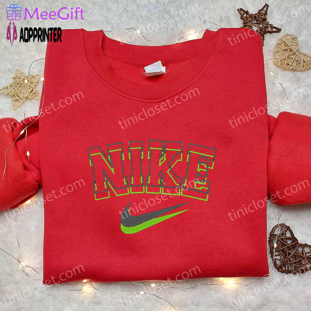 Nike embroidered shirt: stylish outline design perfect christmas gift idea Embroidered Shirt