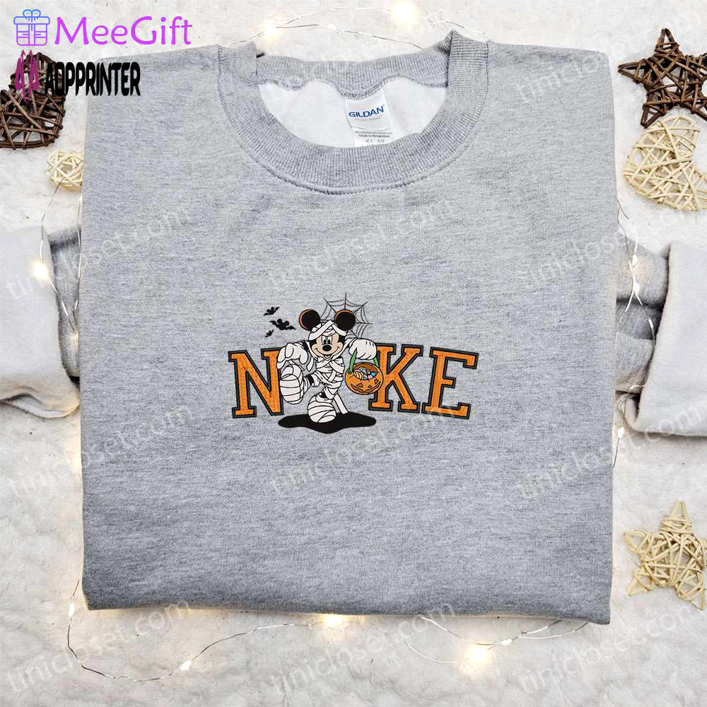 Nike halloween x mickey mouse mummy sweatshirt – horror movie embroidered shirt best halloween gift ideas Embroidered Shirt