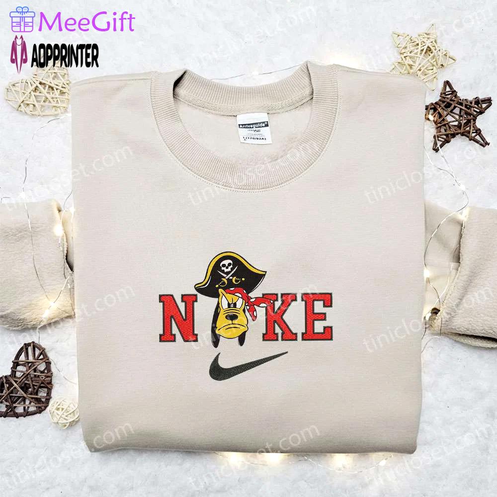 Nike halloween x pluto pirate hat embroidered sweatshirt & walt disney characters shirt: best halloween gift ideas Embroidered Shirt