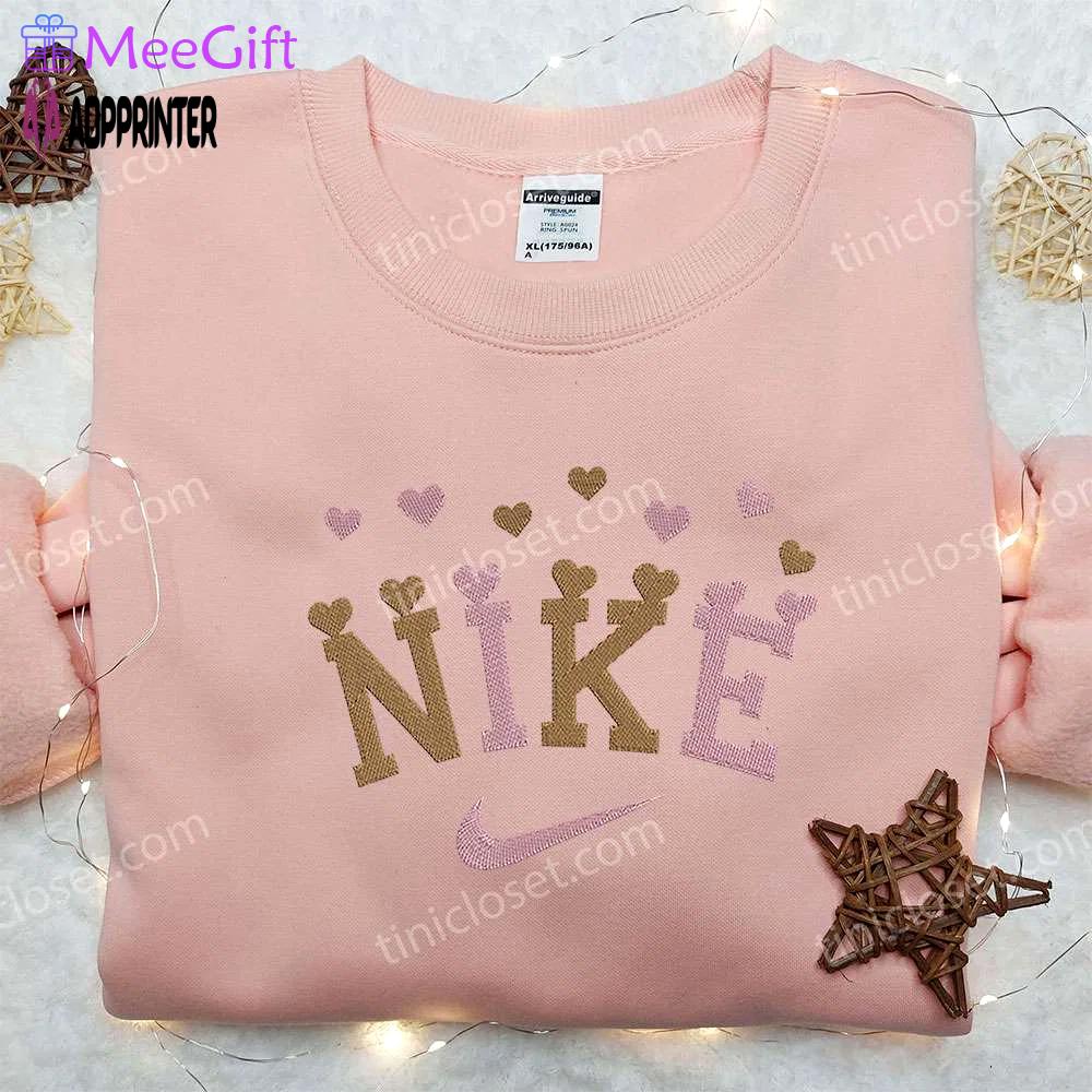 Nike inspired heart love embroidered shirt – best valentine s day gift Embroidered Shirt