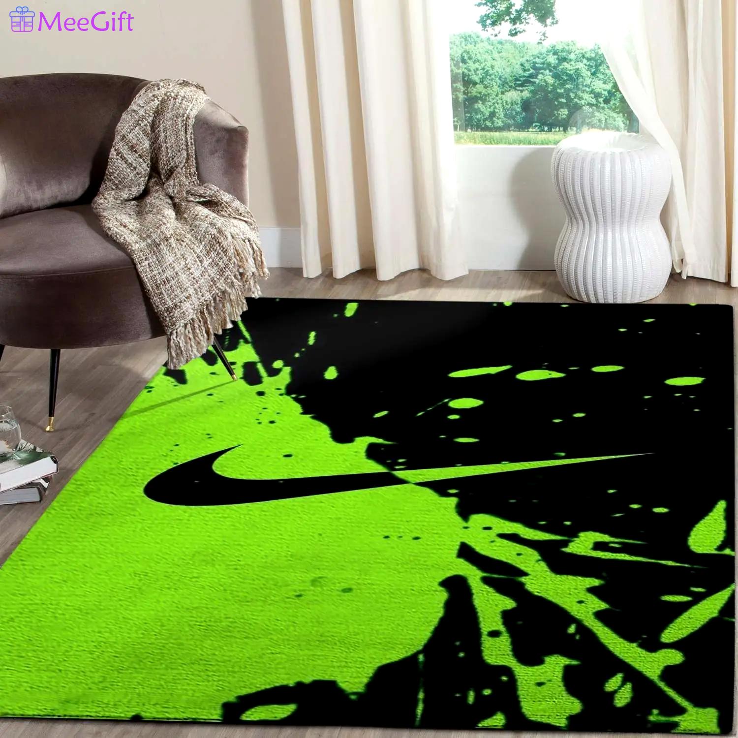 Nike sport logo green area rugs living room carpet fn211204 brands fashion rug regtangle carpet floor decor home decor Rectangle Rug