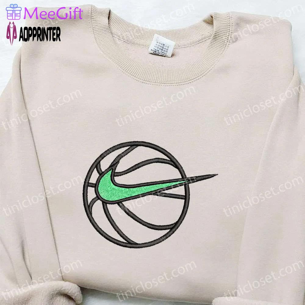 Nike swoosh basketball sweatshirt: nba sport embroidered shirt inspired nike shirt Embroidered Shirt