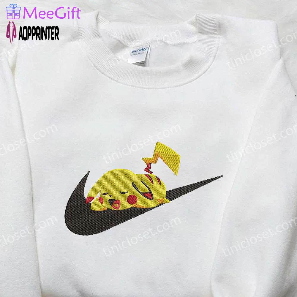 Nike swoosh x pikachu embroidered sweatshirt: pokemon-inspired nike shirt Embroidered Shirt