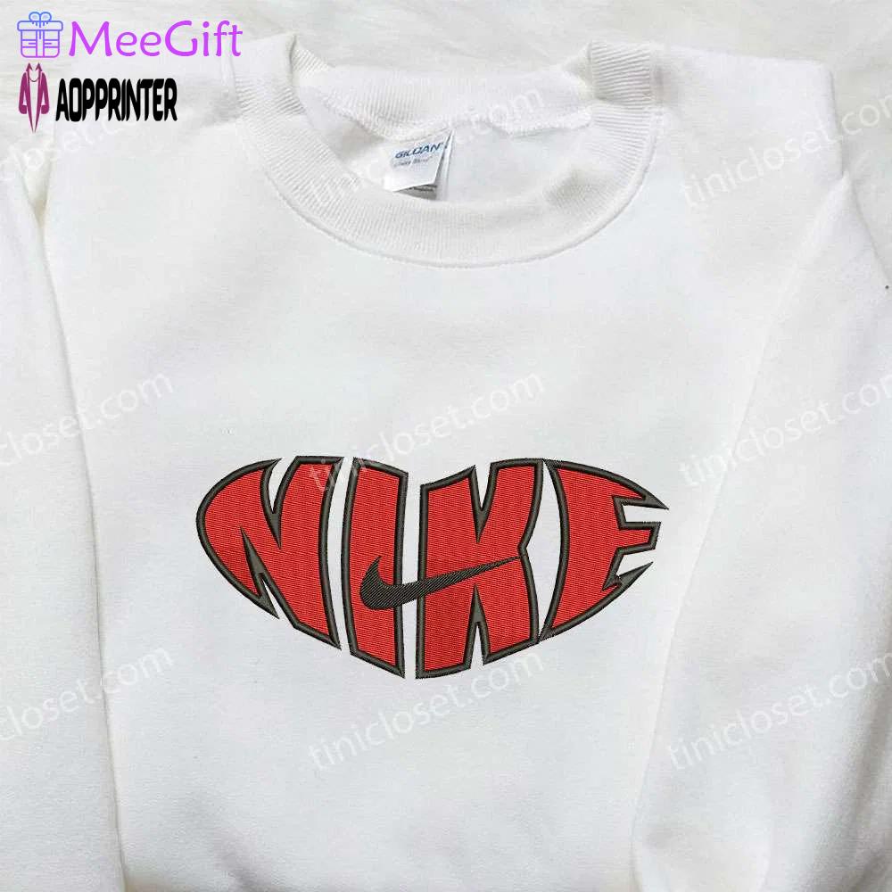 Nike swoosh x red heart love embroidered shirt – best valentine’s day gift nike inspired logo shirt Embroidered Shirt