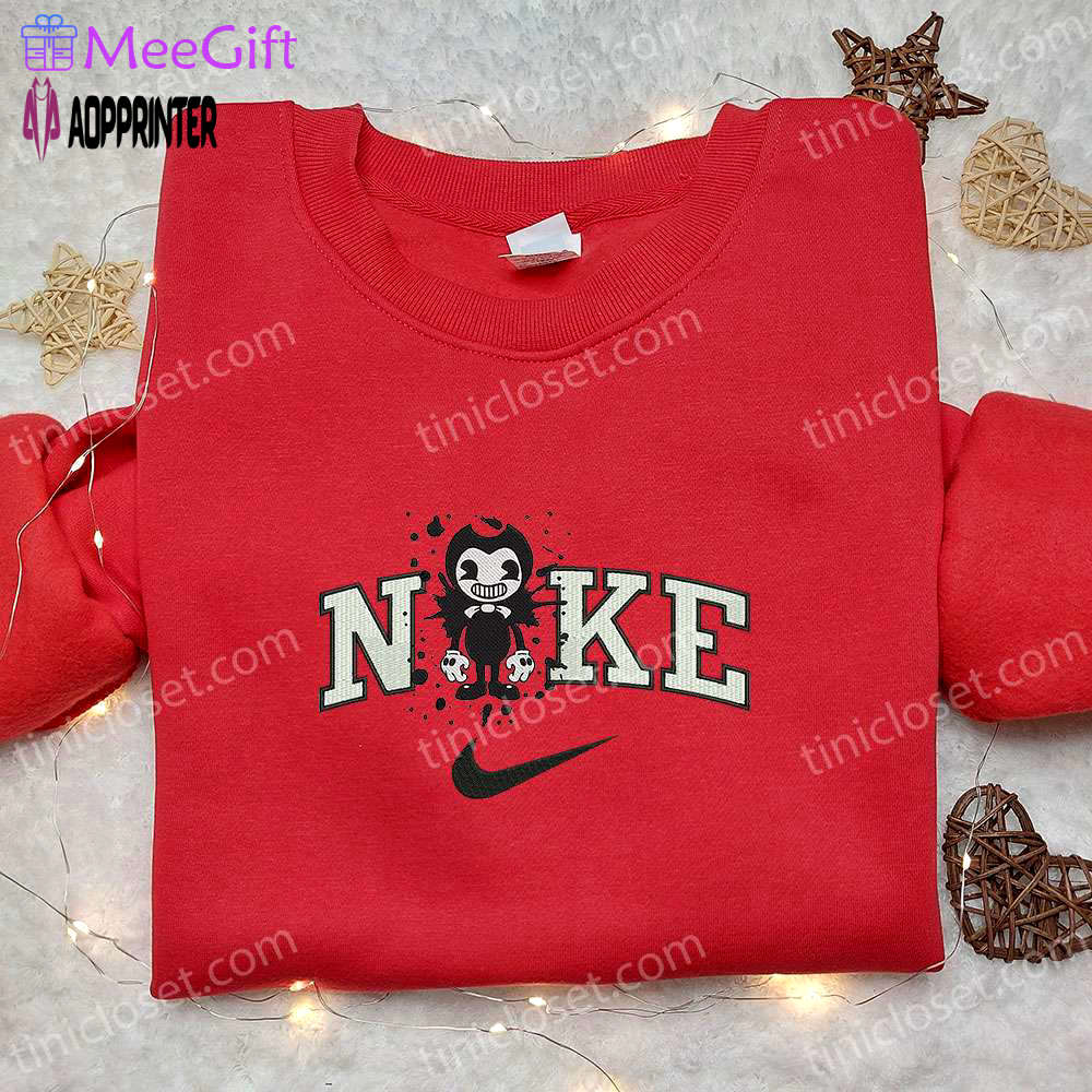 Nike x bendy and the ink machine embroidered hoodie & shirt: spooky halloween clothing Embroidered Shirt