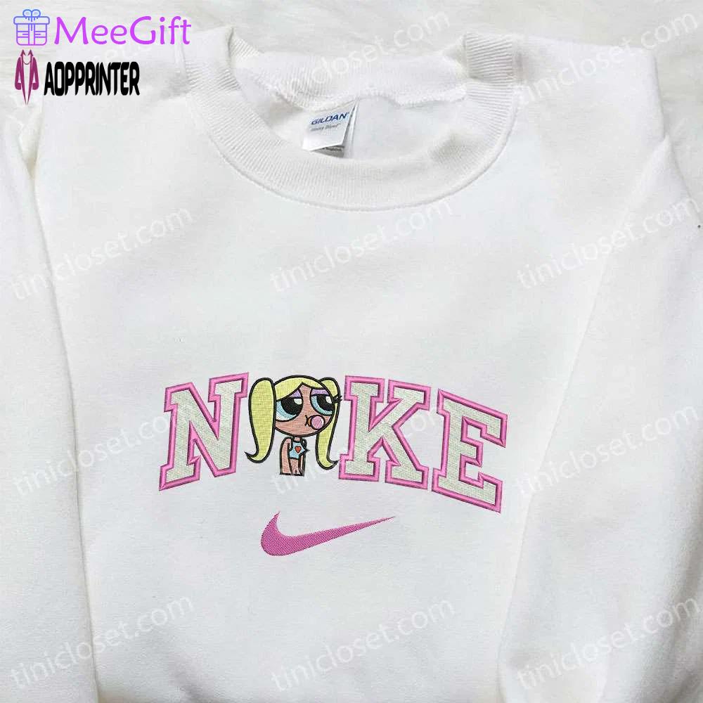 Nike x bubbles cartoon embroidered sweatshirt powerpuff girls inspired shirt nike embroidered t-shirt Embroidered Shirt