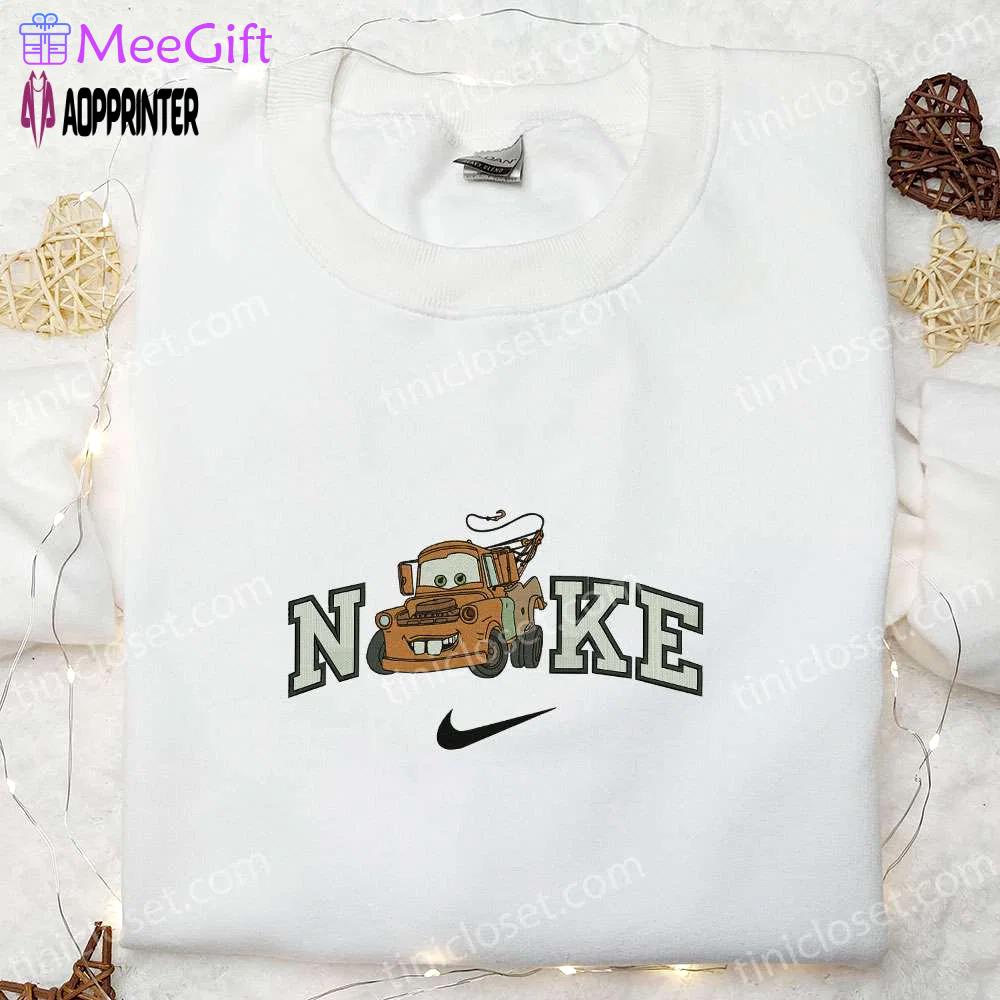 Nike x cars tow mater embroidered shirt pixar cars disney cartoon sweatshirt nike inspired hoodie Embroidered Shirt