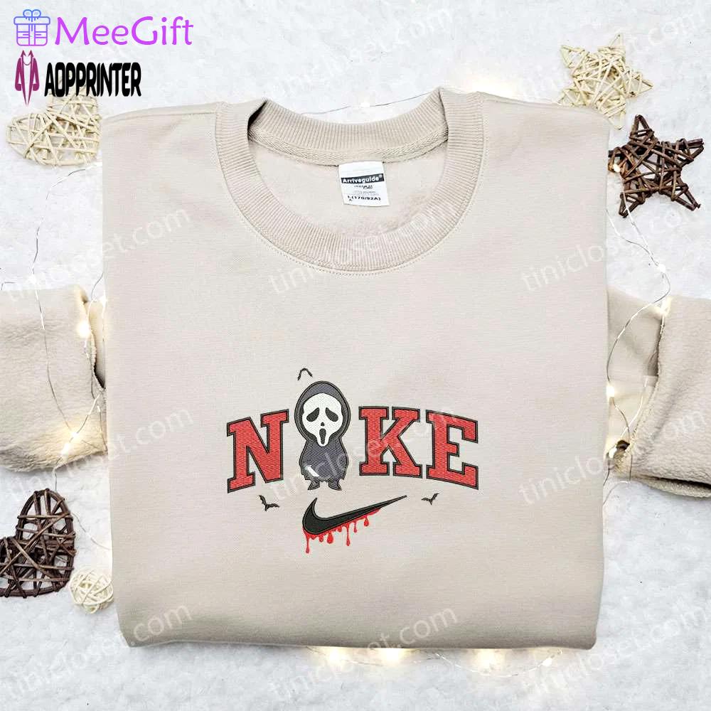 Nike x chibi ghostface embroidered sweatshirt: best horror movie halloween gift idea Embroidered Shirt