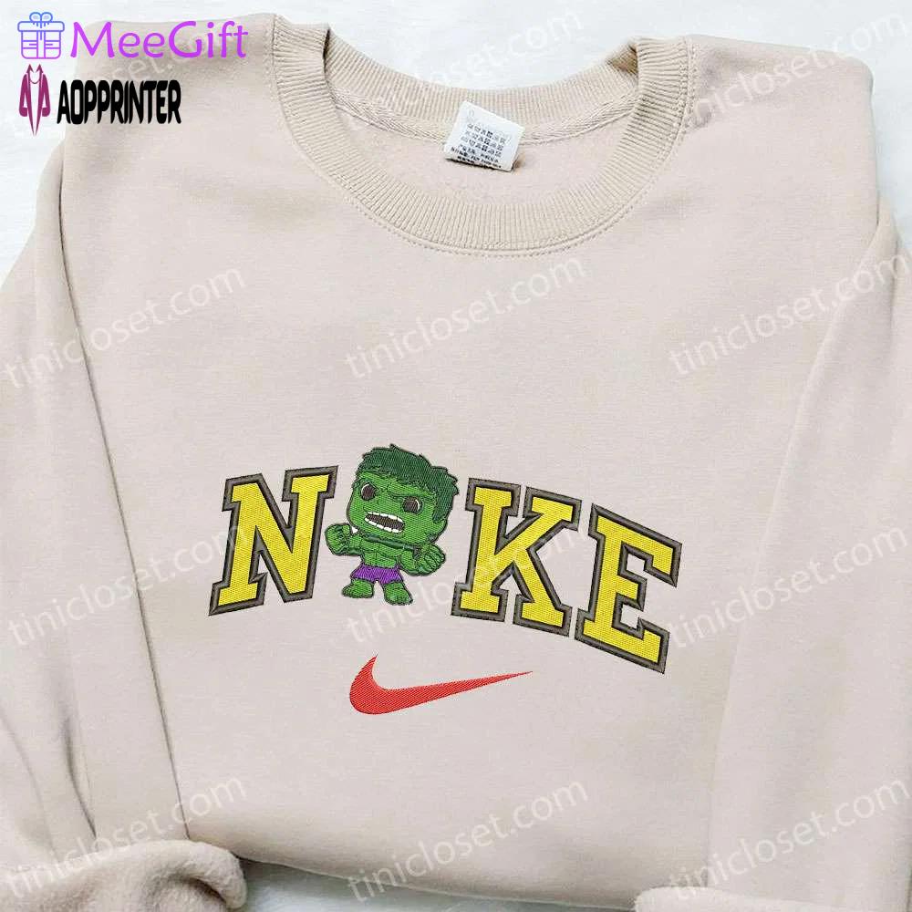 Nike x chibi hulk embroidered shirt: marvel comics t-shirt perfect family gift Embroidered Shirt