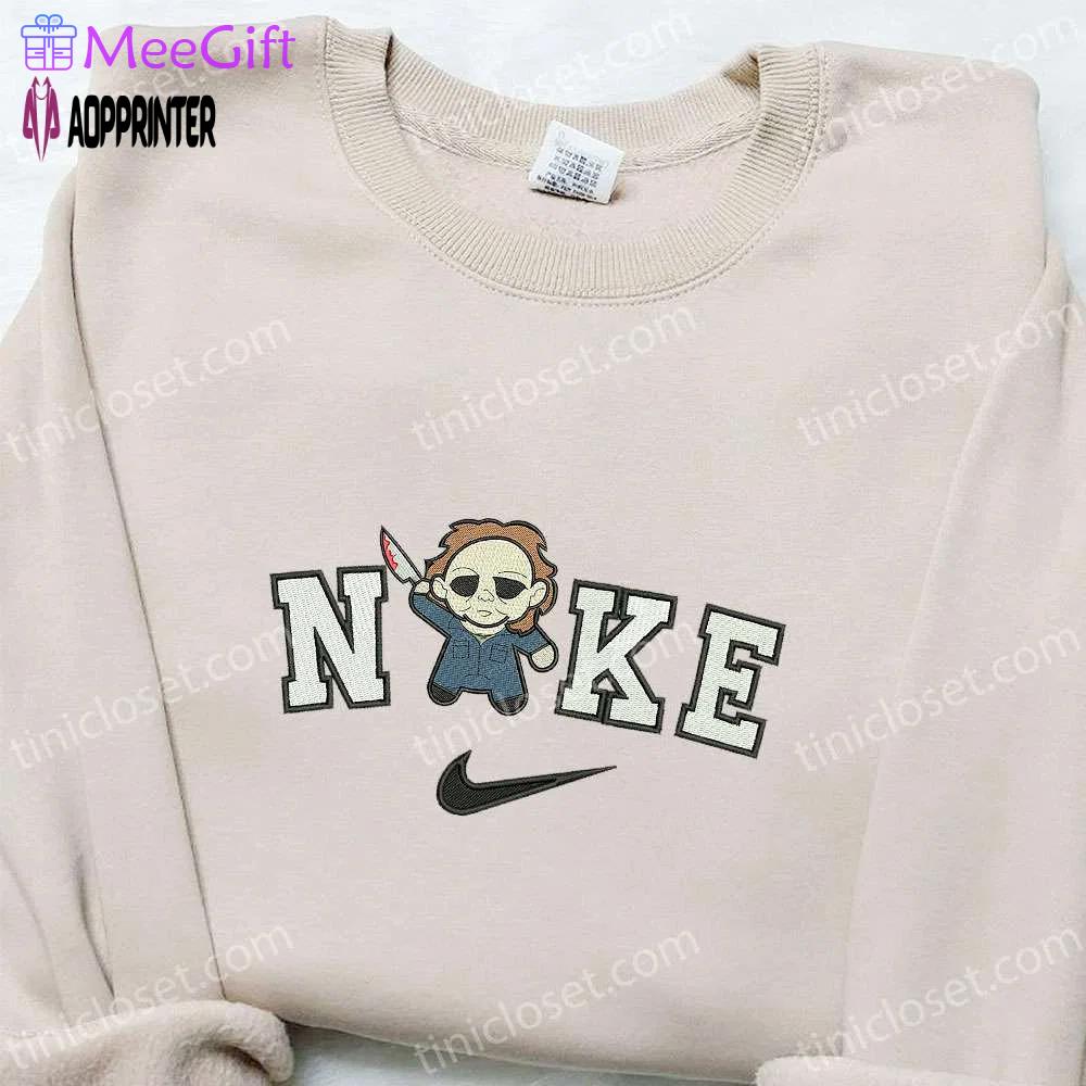 Nike x chibi michael myers embroidered shirt: horror movie inspired attire Embroidered Shirt