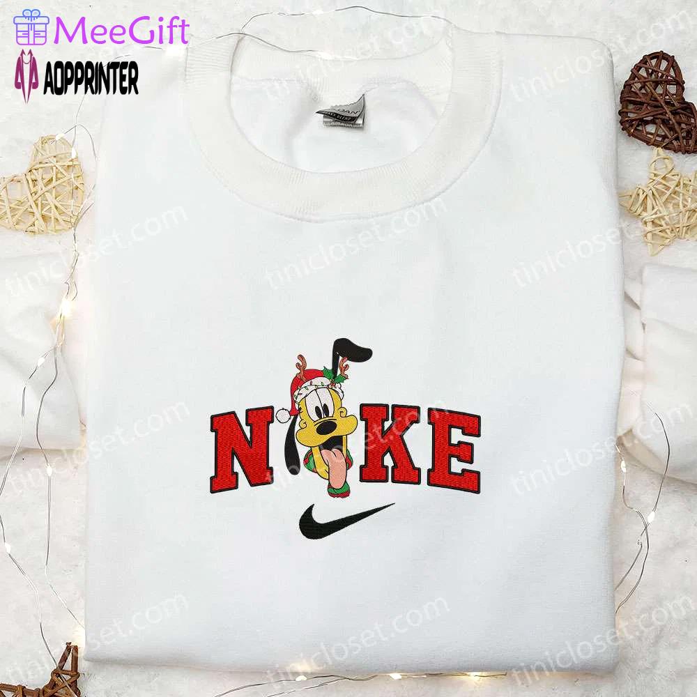 Nike x christmas reindeer pluto sweatshirt: disney characters embroidered hoodie – best family christmas gifts Embroidered Shirt