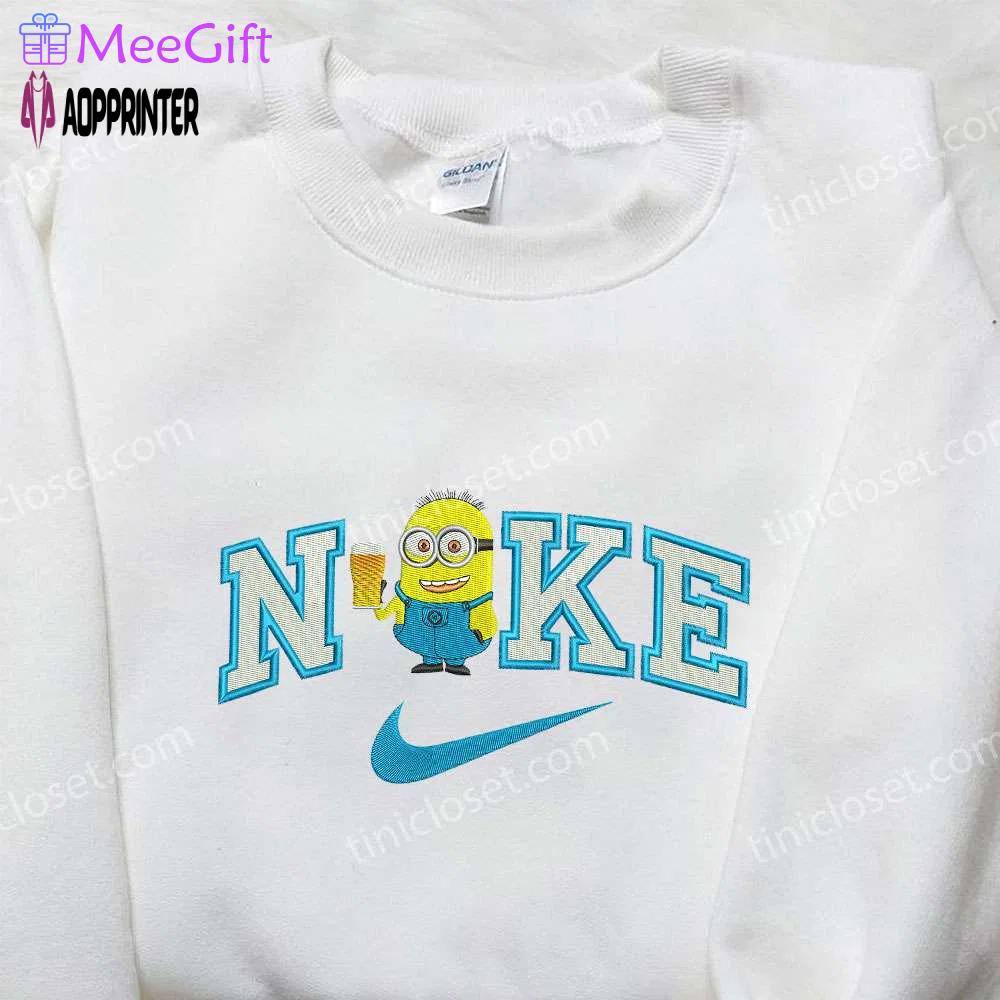 Nike x drunk minion embroidered shirt – minion movie inspired design Embroidered Shirt