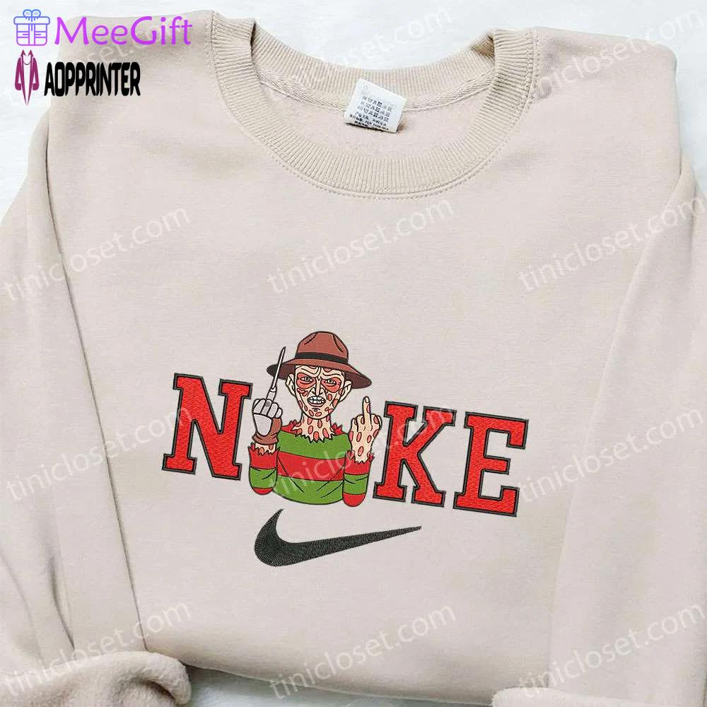 Nike x freddy krueger embroidered sweatshirt – spooktacular halloween shirt best gift idea Embroidered Shirt