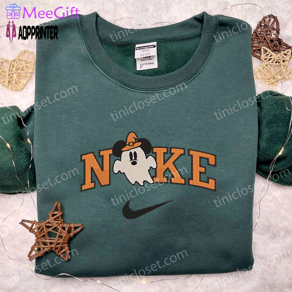 Nike x ghost mickey mouse embroidered shirt: disney halloween inspired tee Embroidered Shirt