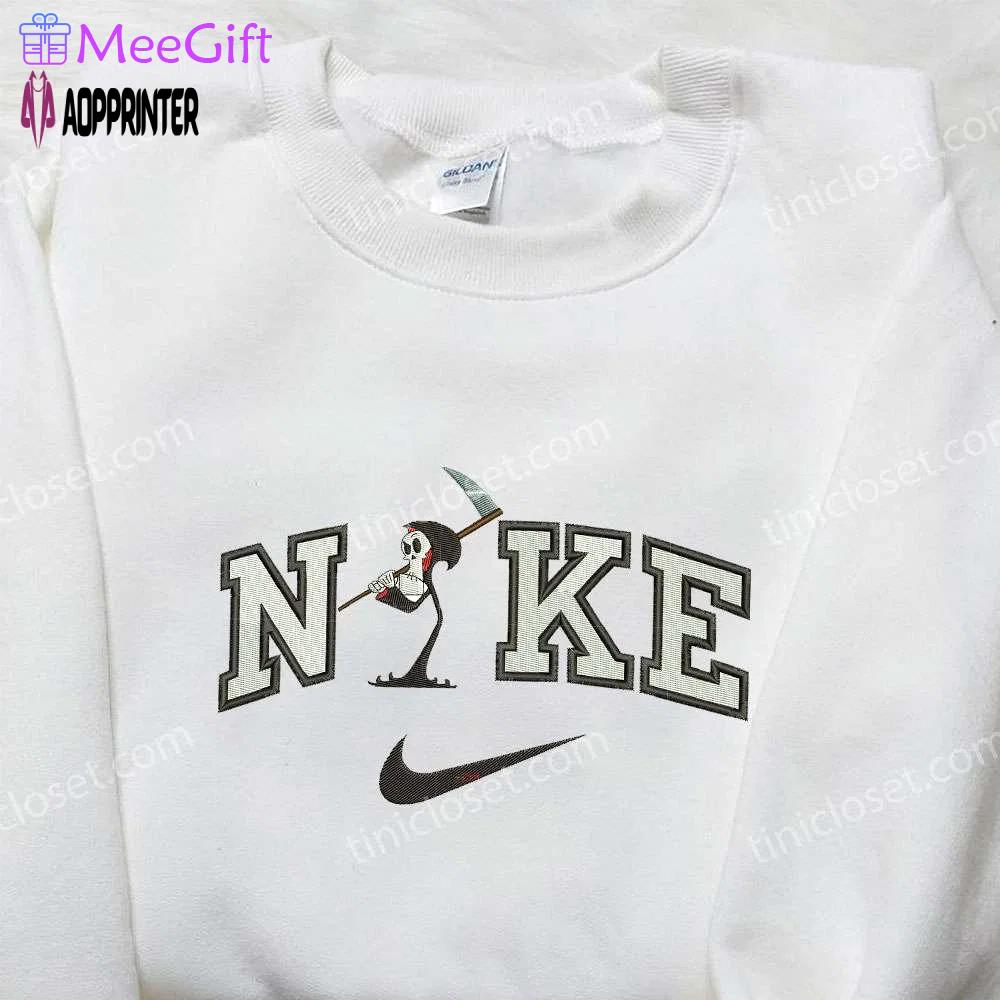 Nike x grim ghost embroidered shirt – halloween custom design Embroidered Shirt