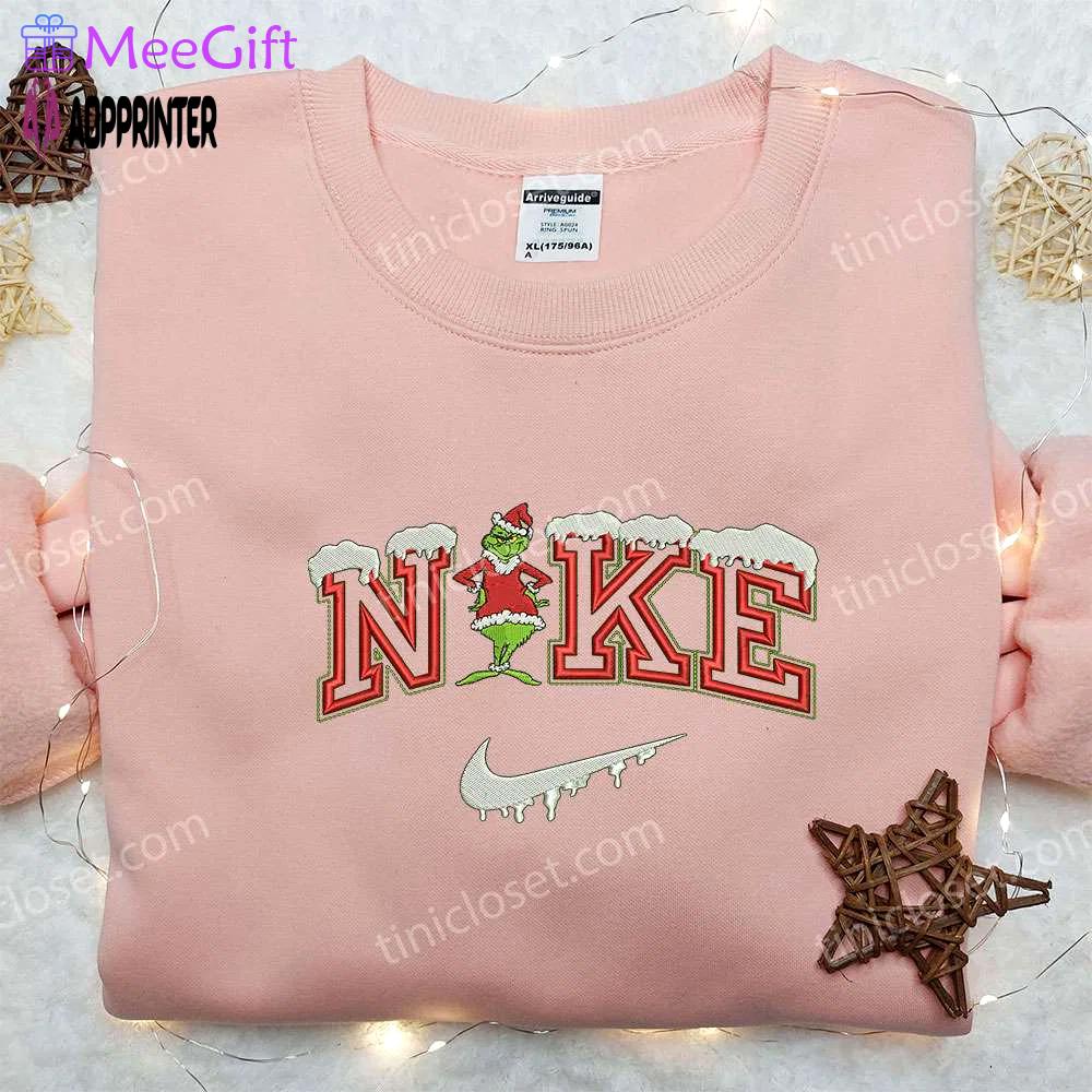 Nike x grinch christmas sweatshirt: best embroidered shirt for festive gift ideas Embroidered Shirt