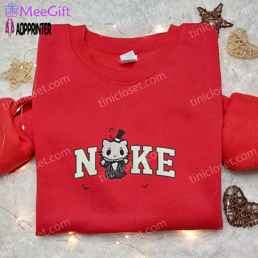 Nike x hello kitty jack skellington sweatshirt: funny halloween hoodie perfect family gifts Embroidered Shirt