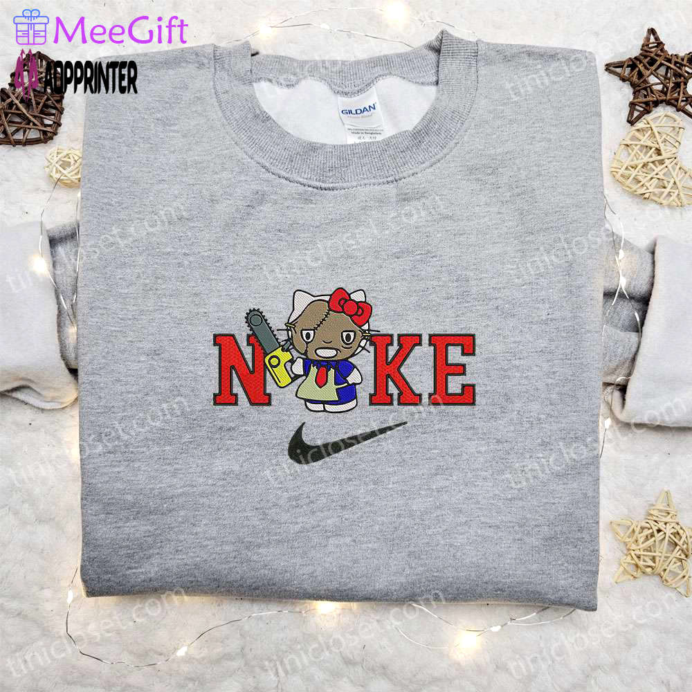 Nike x hello kitty leatherface embroidered sweatshirt spirit halloween t-shirt funny hoodie Embroidered Shirt