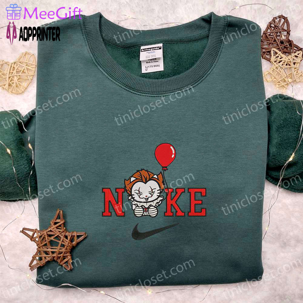 Nike x hello kitty pennywise embroidered shirt – spooky spirit halloween t-shirt & funny hoodie Embroidered Shirt