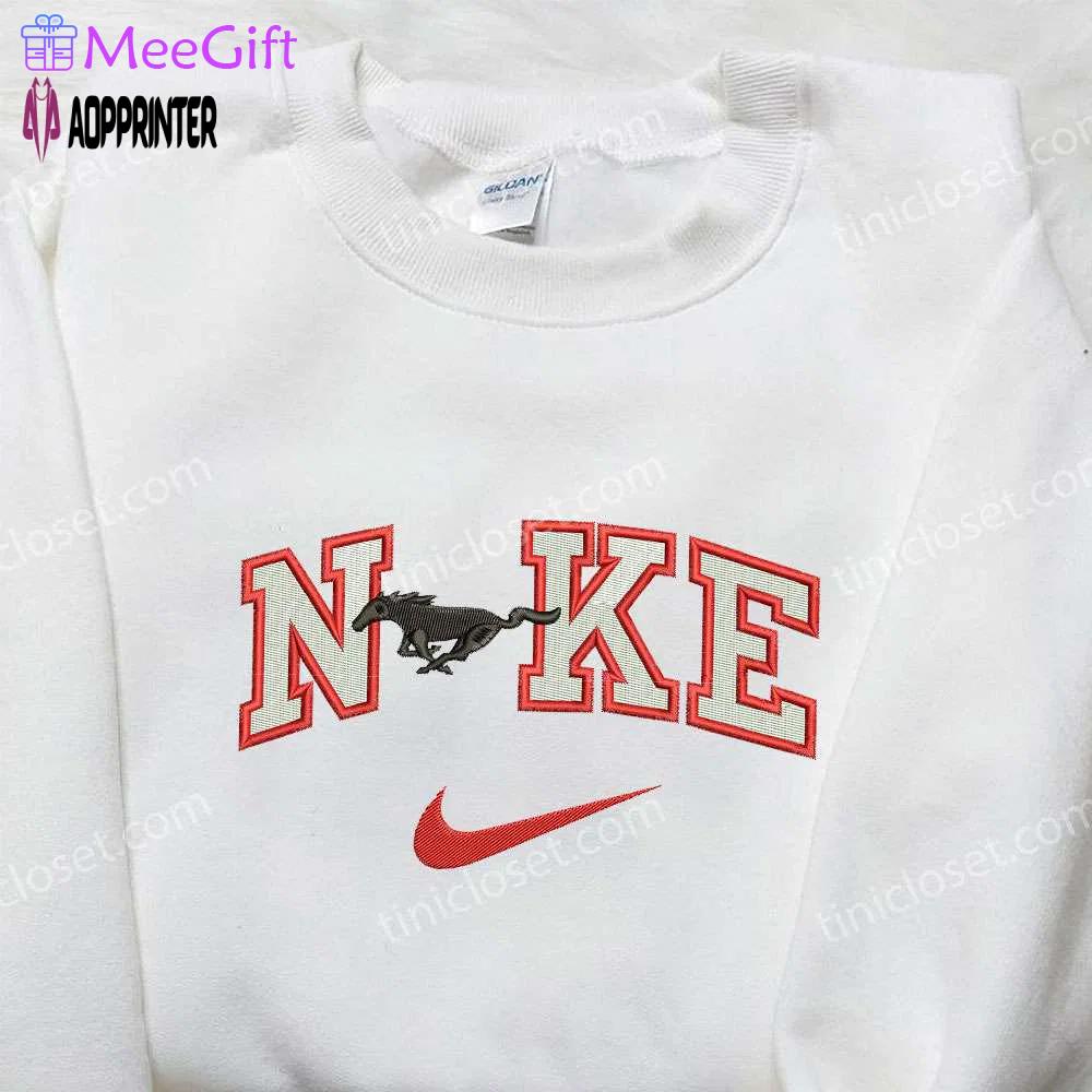 Nike x horse embroidered shirt: custom animal design for trendy style Embroidered Shirt