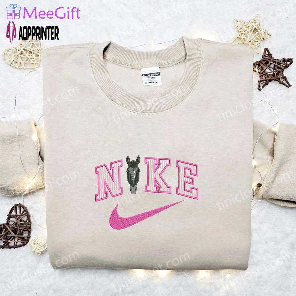 Nike x horse face embroidered sweatshirt: animal shirt nike inspired t-shirt Embroidered Shirt