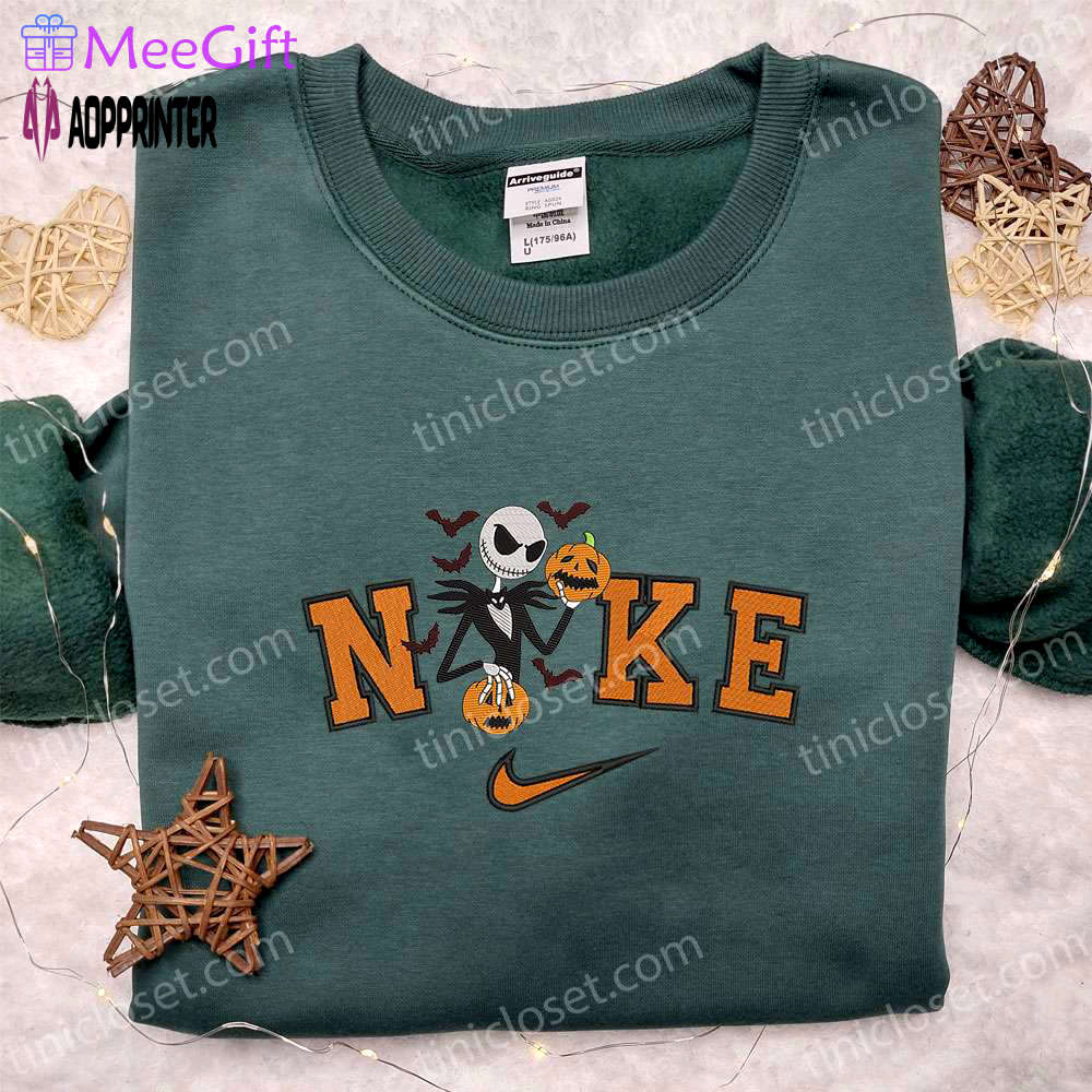 Nike x jack skellington halloween hoodie & t-shirt: nightmare before christmas embroidered apparel Embroidered Shirt