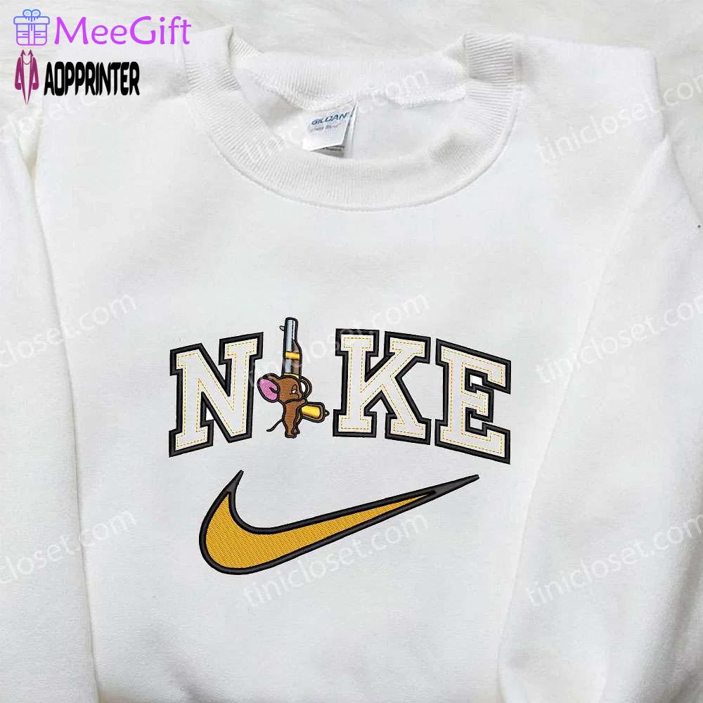 Nike x jerry gun embroidered shirt: cartoon & nike inspired design Embroidered Shirt