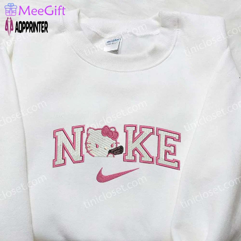 Nike x kitty embroidered shirt: unique nike inspired design perfect family gift Embroidered Shirt