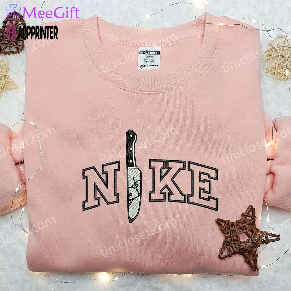 Nike x knife pennywise embroidered shirt: custom halloween shirt Embroidered Shirt