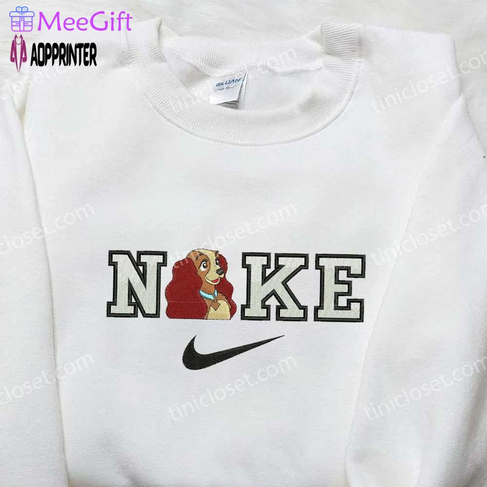 Nike x lady dog embroidered shirt: lady and the tramp cartoon tee Embroidered Shirt