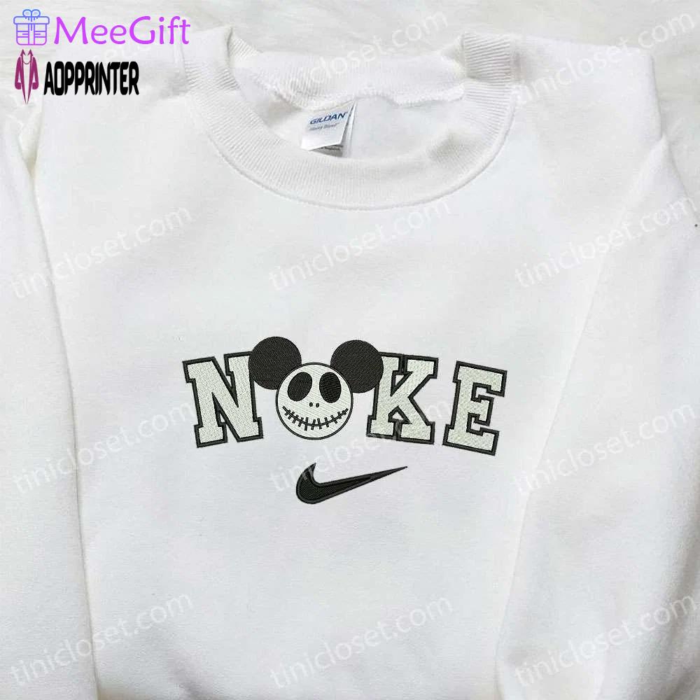 Nike x mickey jack skellington embroidered shirt: disney halloween inspired tee Embroidered Shirt