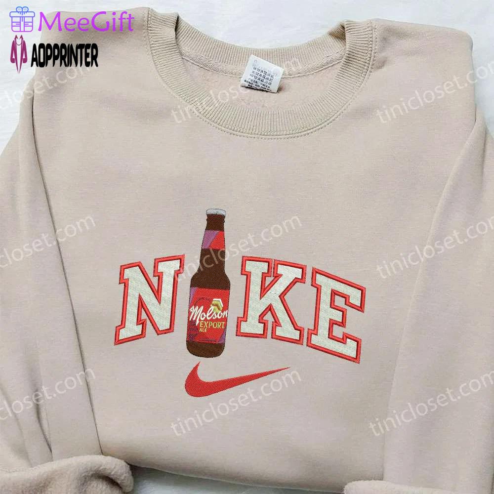 Nike x molson export beer & food embroidered shirt: stylish nike inspired design Embroidered Shirt