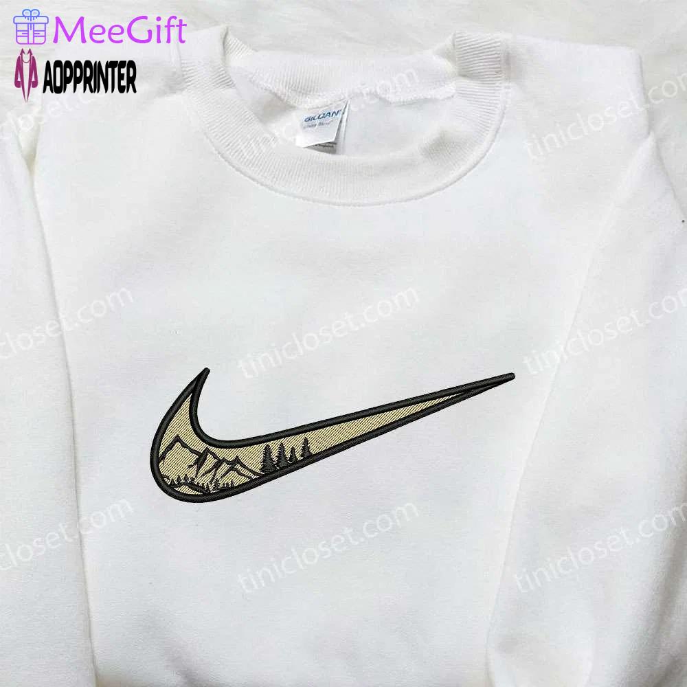 Nike x mountain scenery embroidered shirt: nature-inspired nike shirt Embroidered Shirt