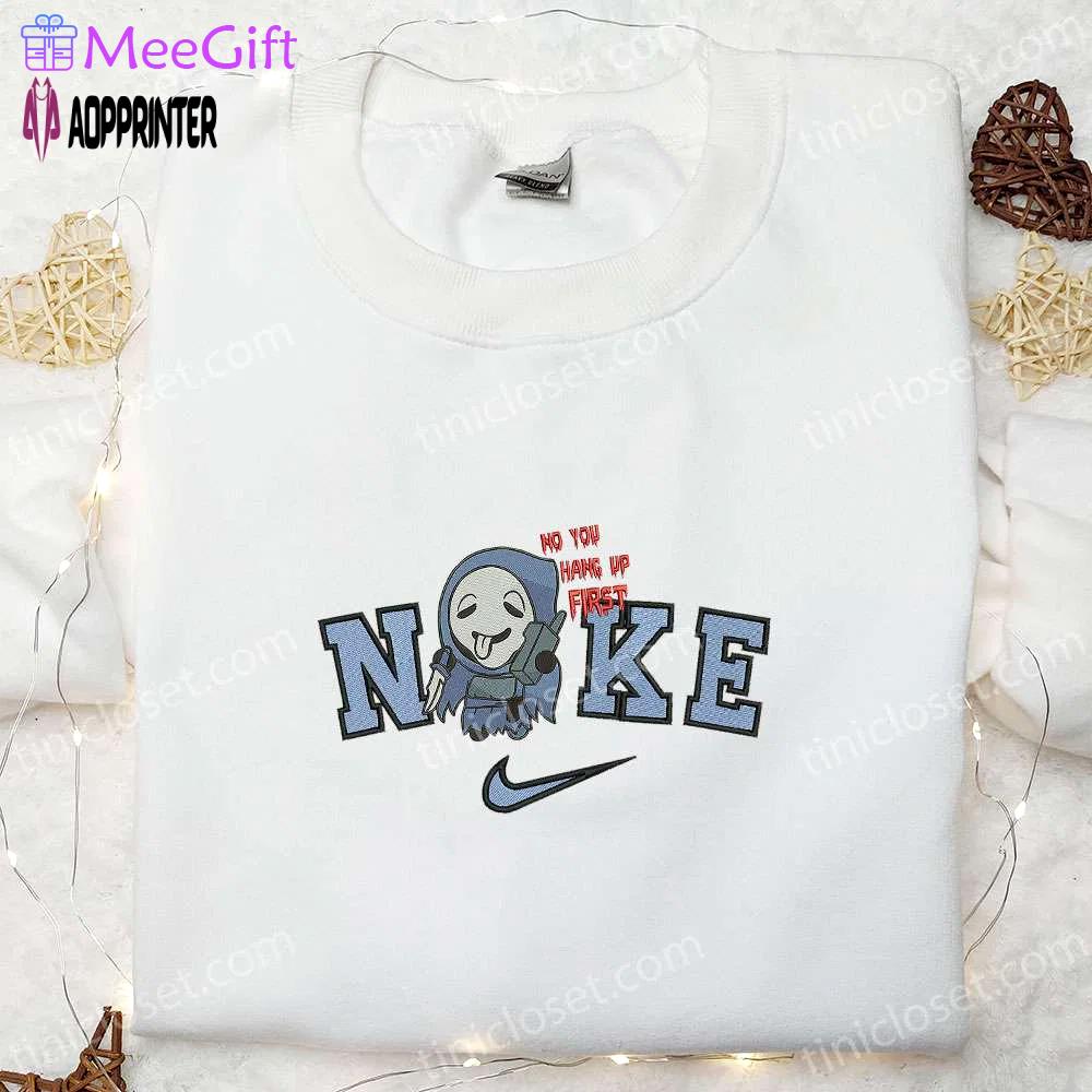 Nike x no you hang up first ghost embroidered shirt – spooky & inspired design Embroidered Shirt