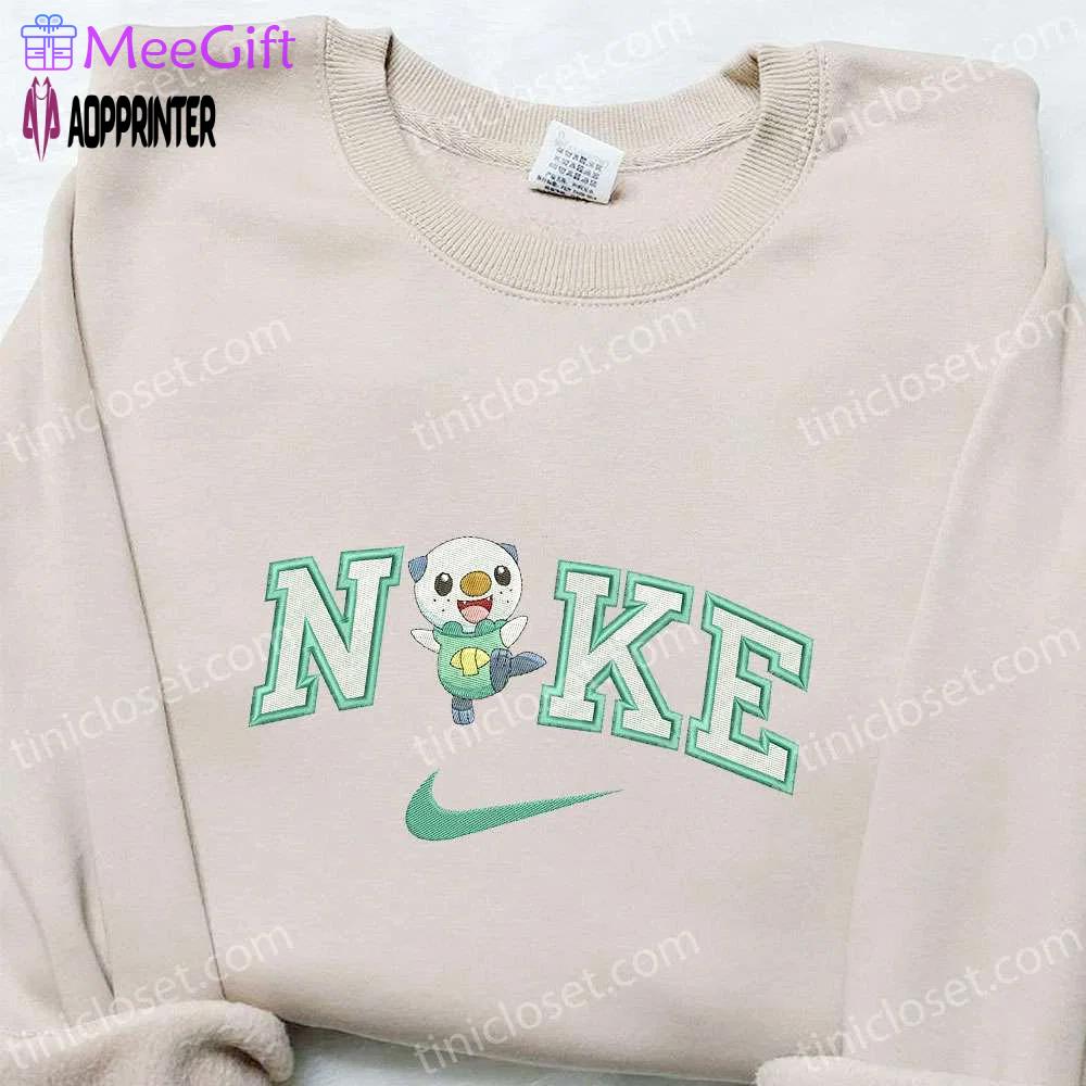Nike x oshawott embroidered hoodie & pokemon shirt: trendy nike inspired t-shirt Embroidered Shirt