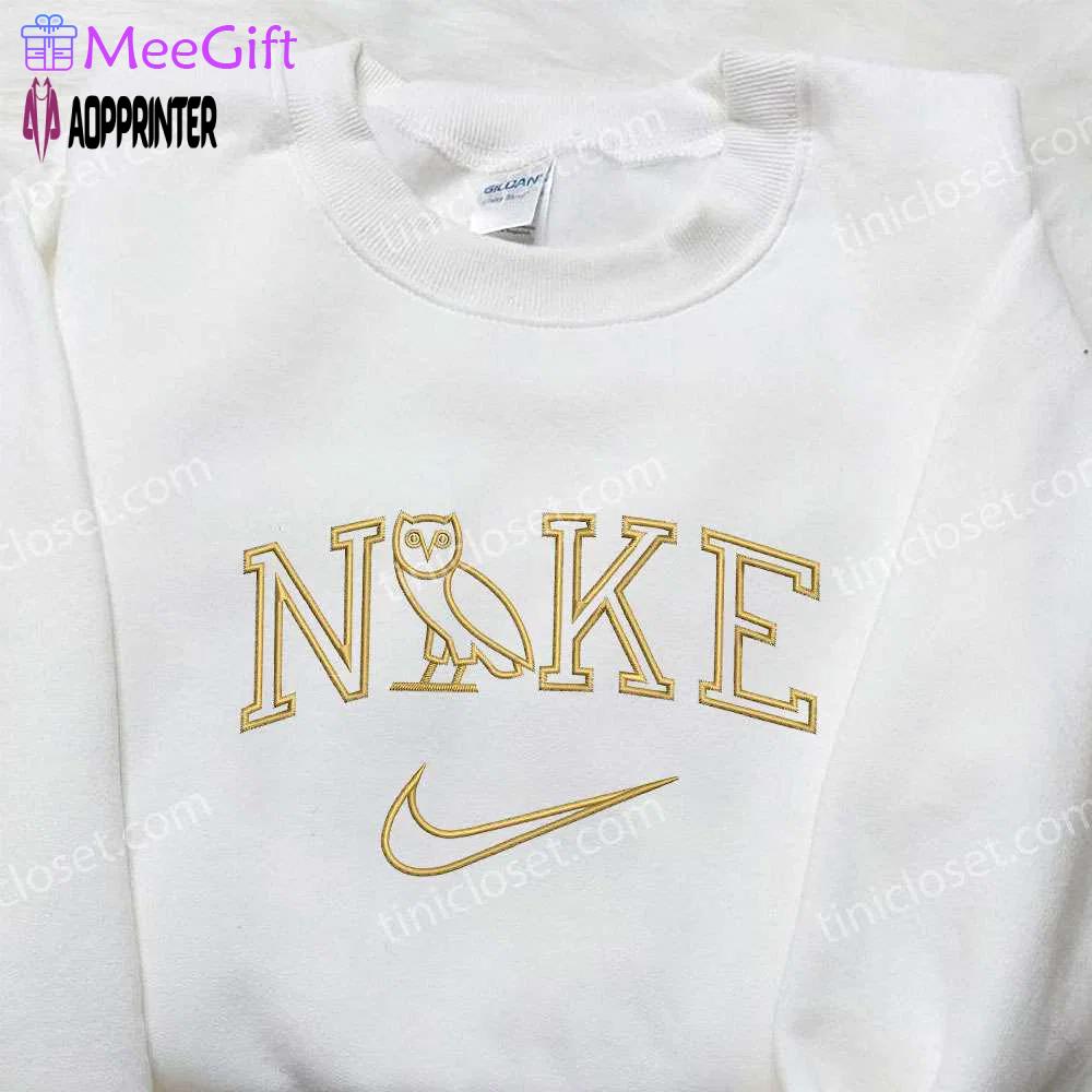 Nike x owl embroidered sweatshirt: animal embroidered shirt perfect family gift Embroidered Shirt