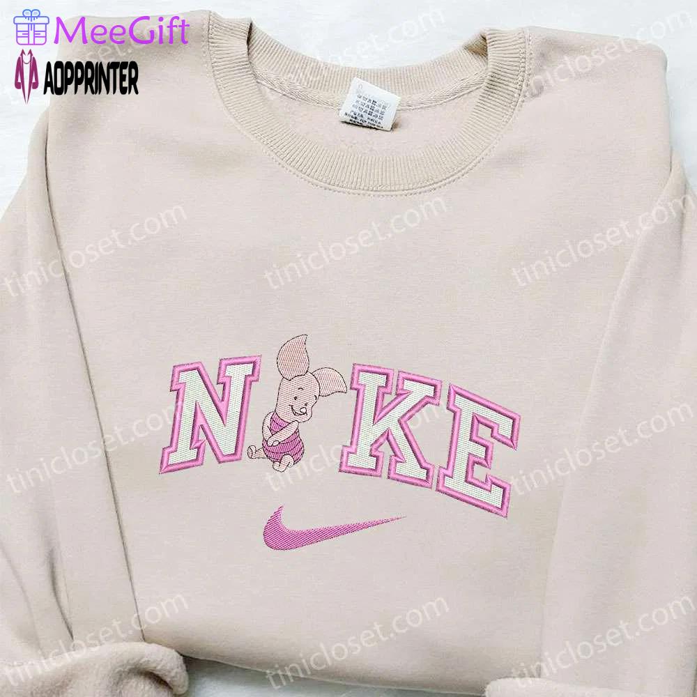 Nike x piglet cartoon embroidered shirt: disney characters & nike inspired t-shirt Embroidered Shirt