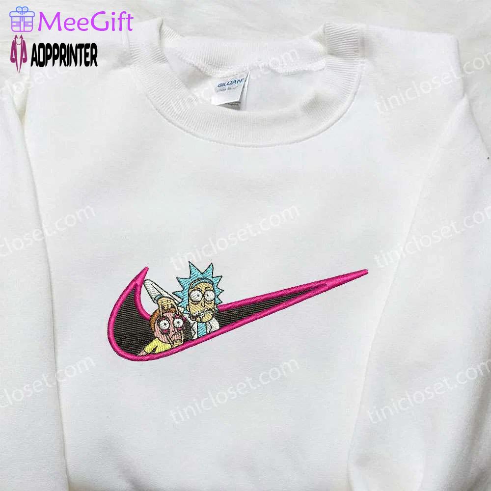 Nike x rick and morty cartoon embroidered shirt – unique nike inspired design Embroidered Shirt