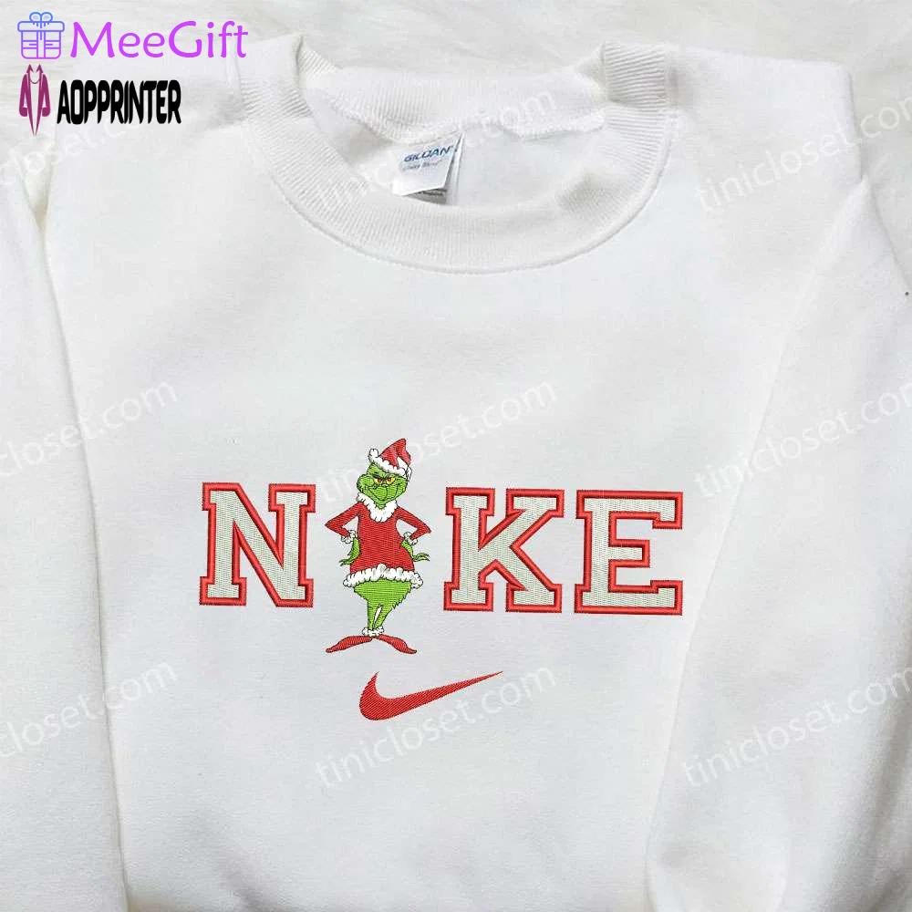 Nike x santa claus grinch embroidered shirt – best christmas gift for grinch fans Embroidered Shirt