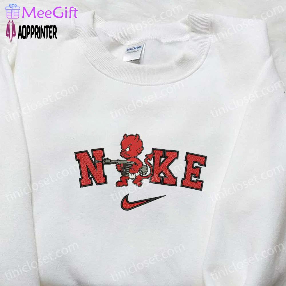 Nike x satan devil embroidered shirt: cool halloween inspired design Embroidered Shirt