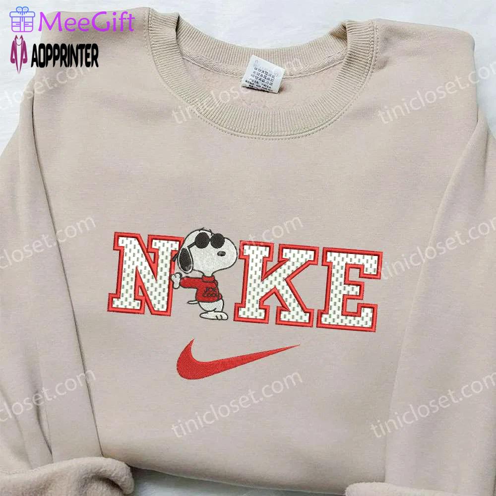 Nike x snoopy embroidered sweatshirt: peanuts cartoon shirt – nike inspired design Embroidered Shirt