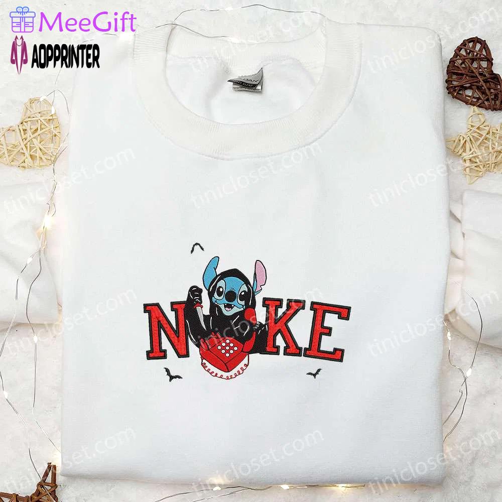 Nike x stitch ghostface calling embroidered shirt – funny halloween inspired Embroidered Shirt
