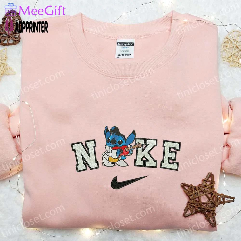 Nike x stitch guitar embroidered sweatshirt & disney t-shirt: customized nike embroidered shirt – best family gifts Embroidered Shirt