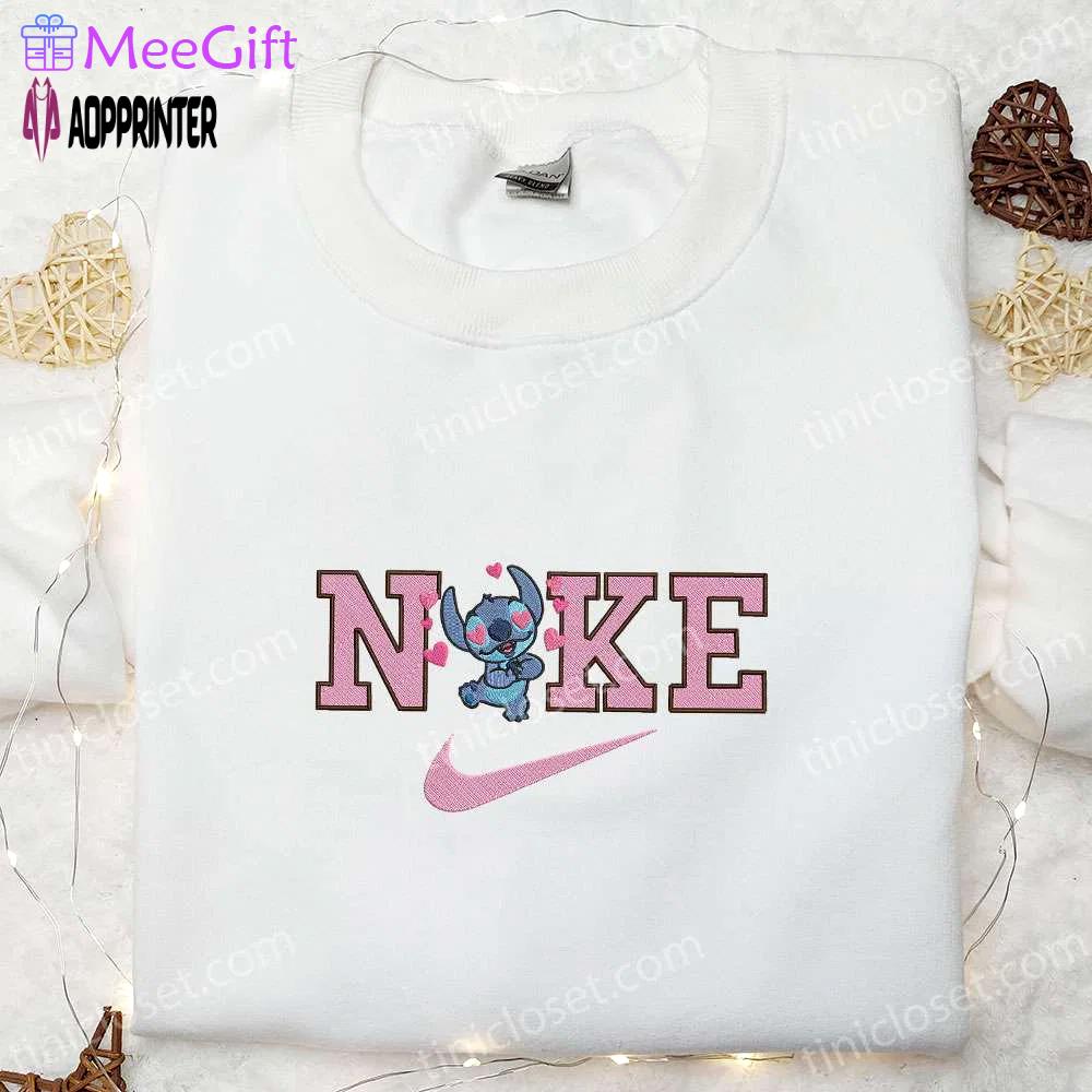Nike x stitch heart love sweatshirt: lilo & stitch embroidered hoodie & t-shirt Embroidered Shirt