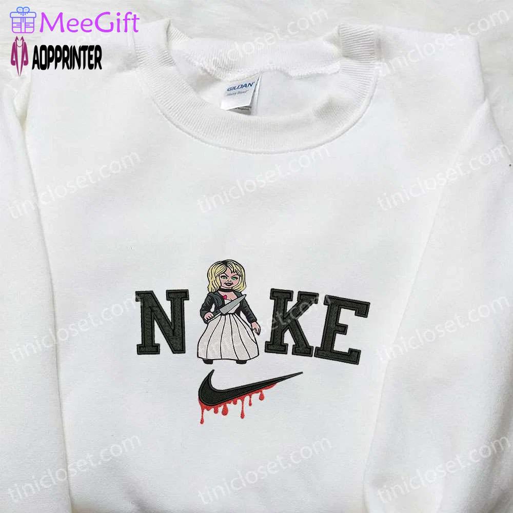 Nike x tiffany valentine bride of chucky embroidered sweatshirt hoodie & t-shirt: horror movie characters collection Embroidered Shirt