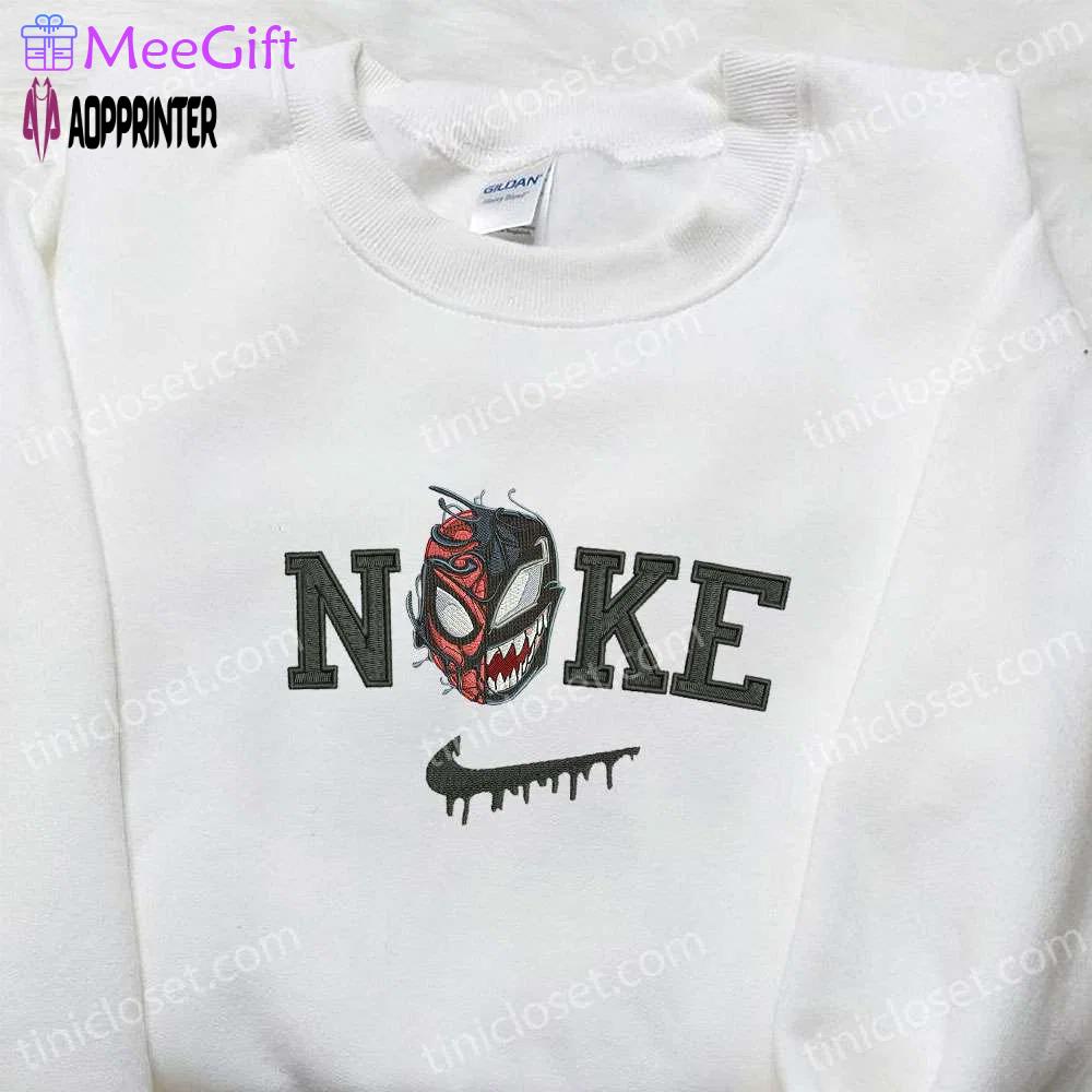 Nike x venom embroidered shirt & spooky halloween sweatshirt – unique nike inspired embroidered hoodie Embroidered Shirt