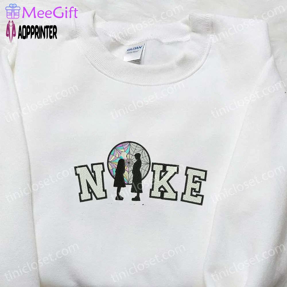 Nike x wednesday embroidered sweatshirt: cool halloween hoodie – perfect gift for halloween lovers Embroidered Shirt